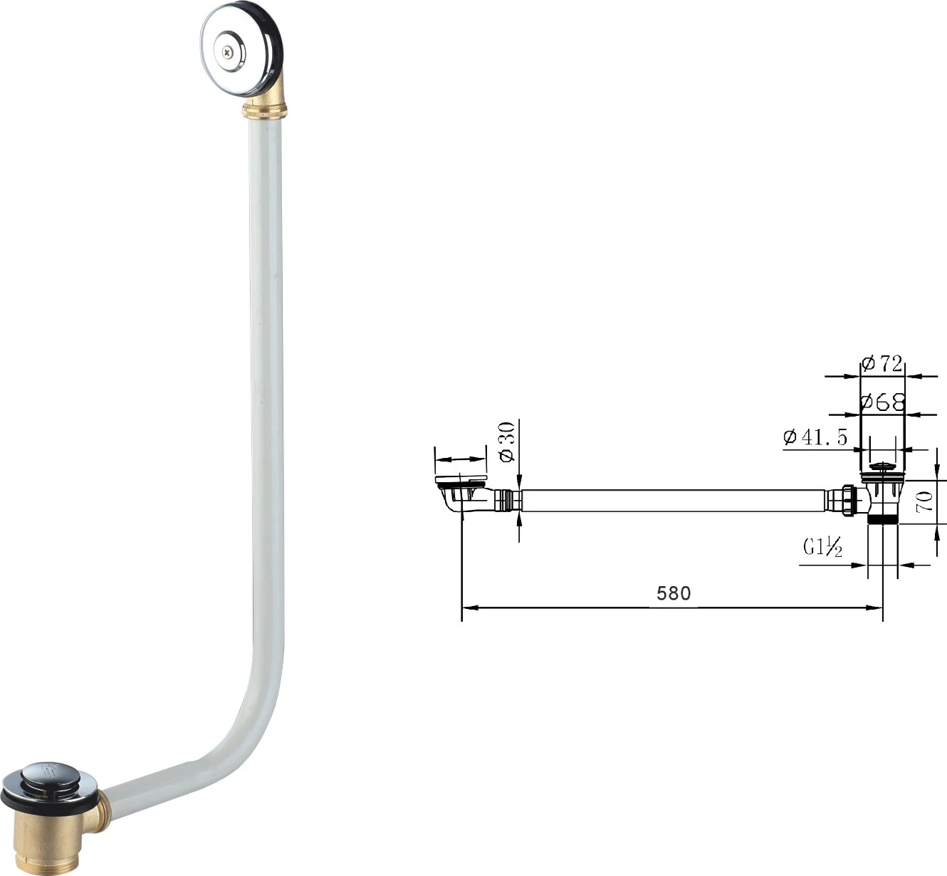 Limpeza fácil resíduos de banho com ciclac e grande plano de descarga ABS