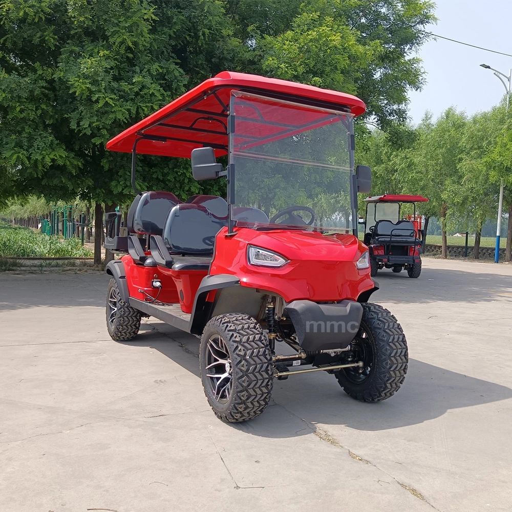 2023 New 48V/60/72V All Terrain Electric Hunting Buggy Red Golf Carts 6 Seat Motorized Golf Push Cart