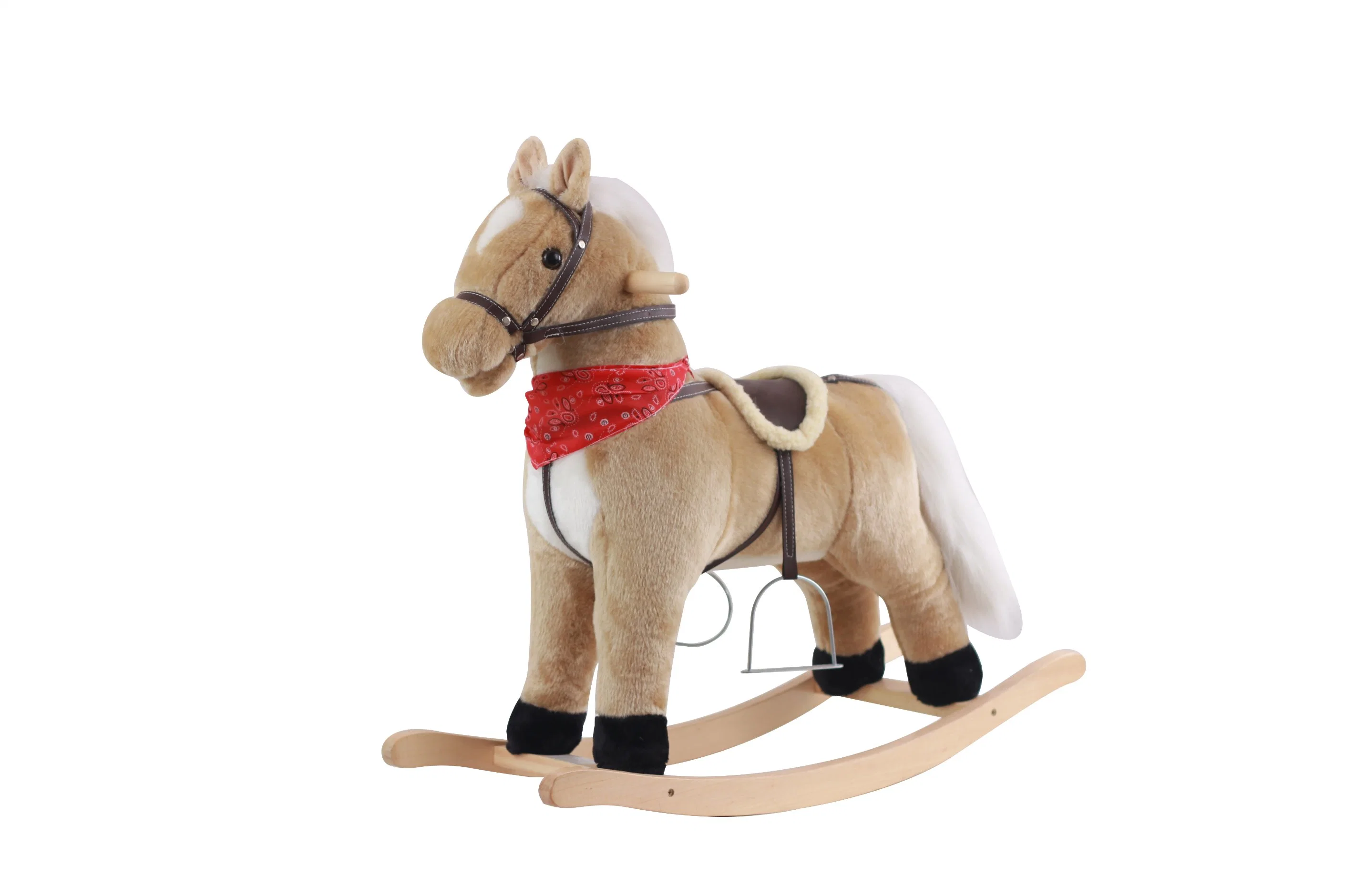 OEM ODM Ride en Trojan eléctrico Plush Toy Custom Kids Juguete de caballo de madera