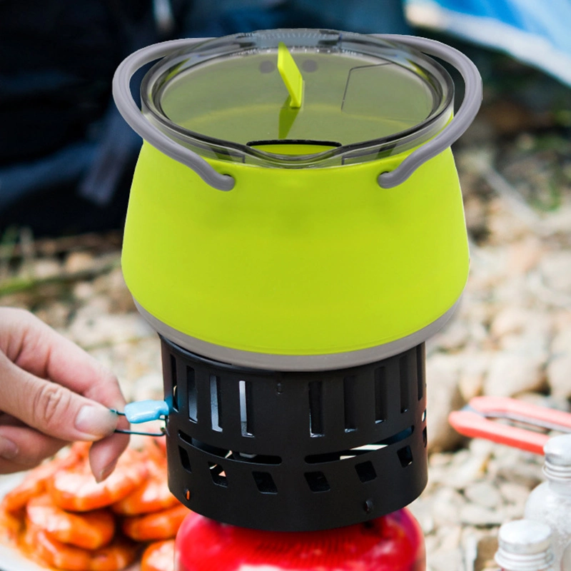 Portable Boiling Pot W/ Handle Camping Folding Mini Silicone Kettle Outdoor Esg15274