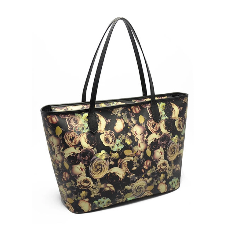 Original Factory Price Fashion Flowers Printing Leather Tote Bags for Women