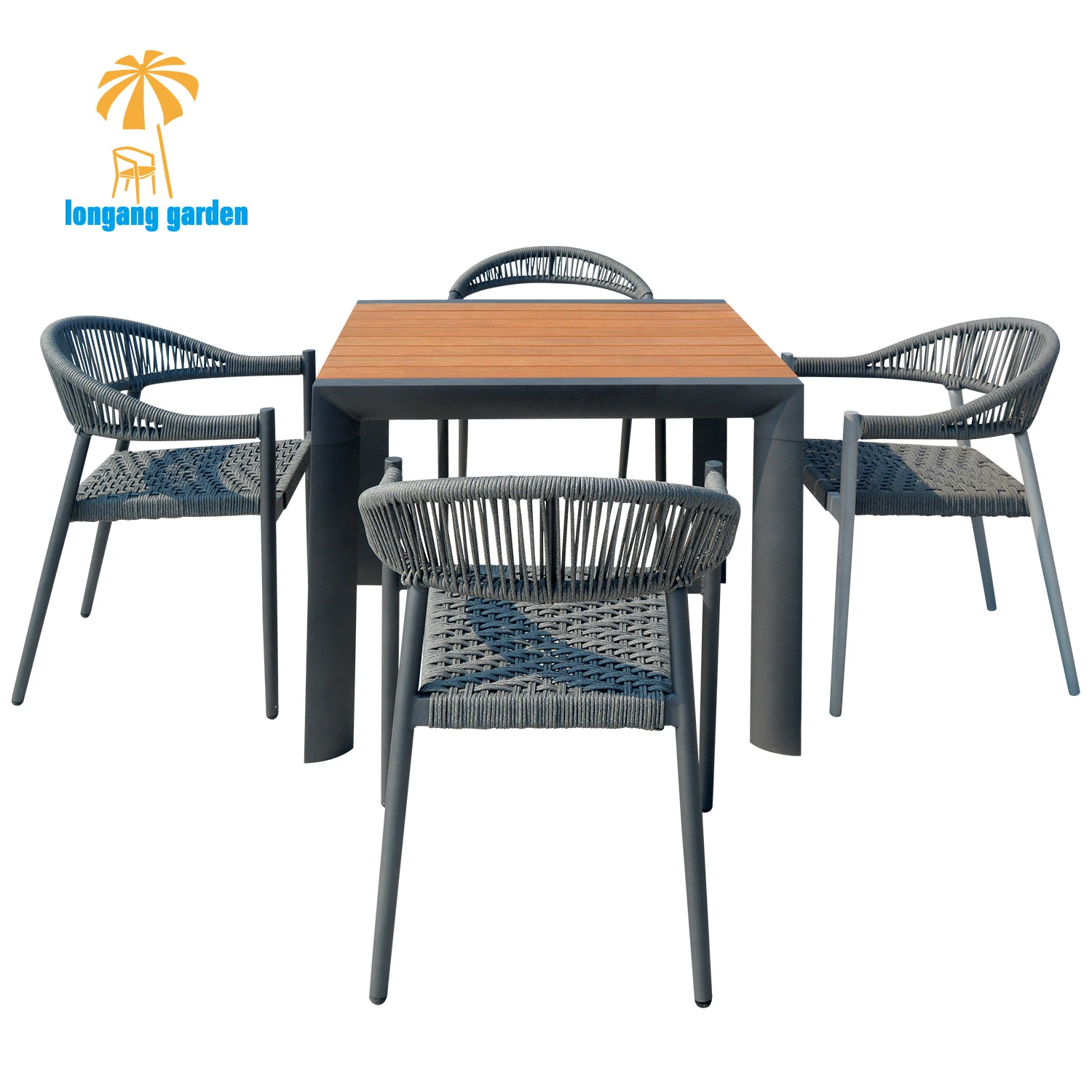 Cadeira de Placado do Hotel Restaurant Set Outdoor Garden Pátio Sala de jantar Conjunto de móveis para 4 pessoas