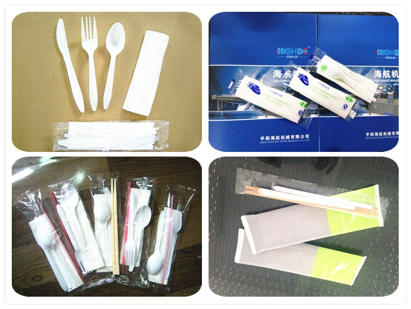 High Speed Diaposable Napkin Cutlery Set Spoon Fork Knife Automatic Packing Machine