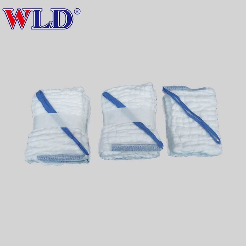 Gauze Lap Sponge with Blue of White Cotton Loop Medical Gauze Lap Sponge