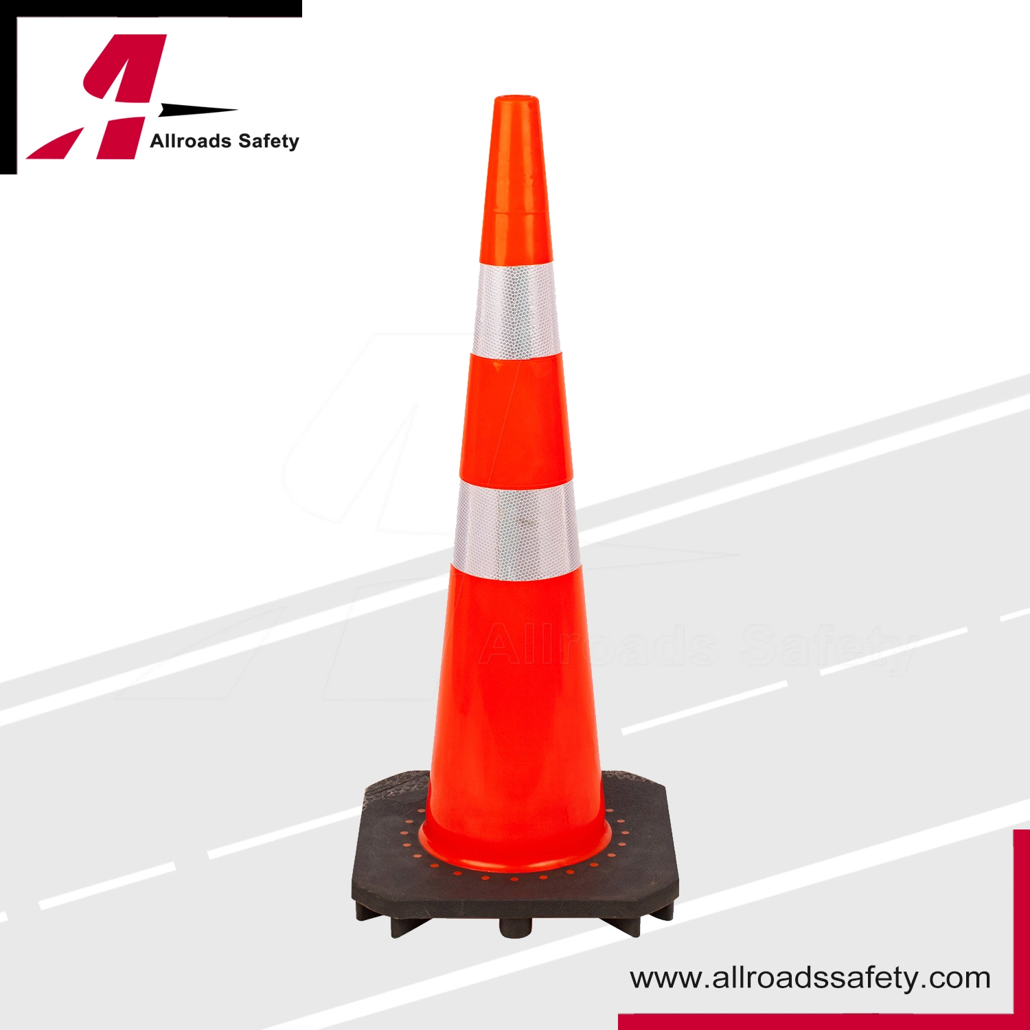 91cm Road Work Safety Warning Cone with Recycled PVC Base