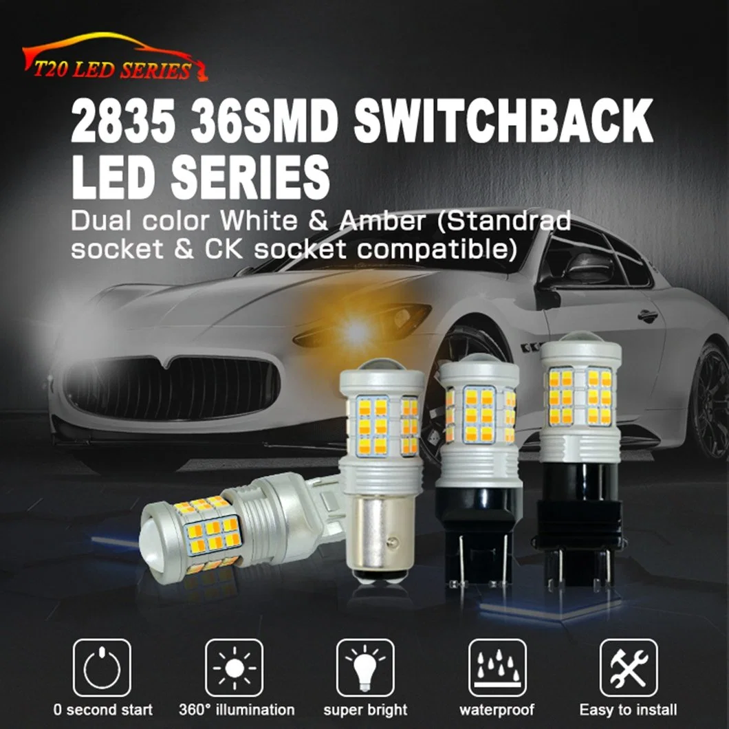 Gview V36 1156/1157/3156/3157/7440/7443/BA15S/P21W/BAU15S 2835 36smd Luz de giro LED estroboscópica para coche