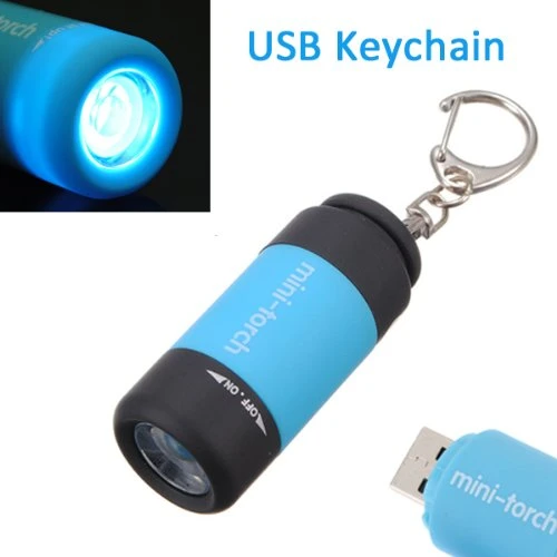 Mini Waterproof USB Rechargeable LED Torch Keychain Flashlight
