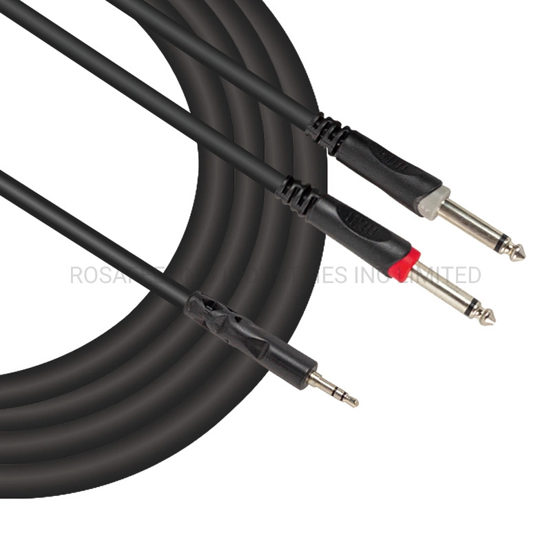 Electric PVC Wire Flexible AV Control Cable with Audio Connector 3.5 Stereo to 2X6.35 Plug (FAC20)