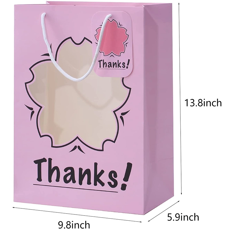 Custom Luxury Retail Packing Paper Packaging Light Pink Gift Paper Shopping Bag with Handles for Gifts