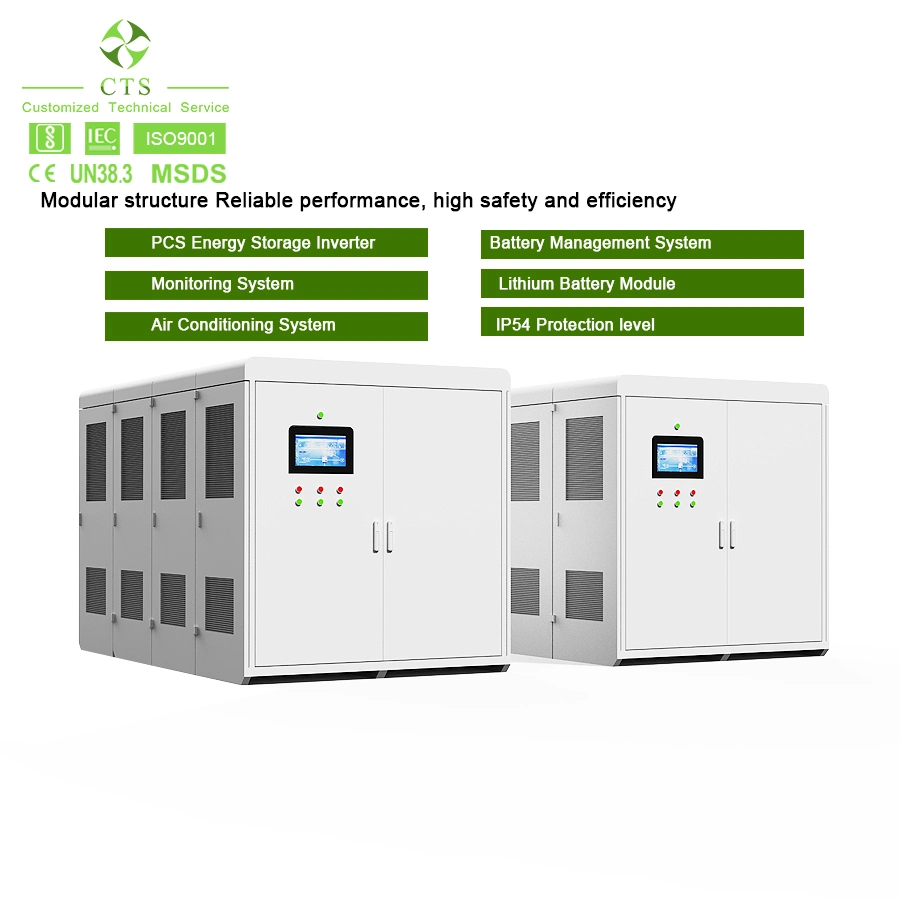 CTS Bess 150 kwh 300 kwh conteneur de batterie de stockage d'énergie avec 50 kw Chargeur Fast EV 100 kw c.c.