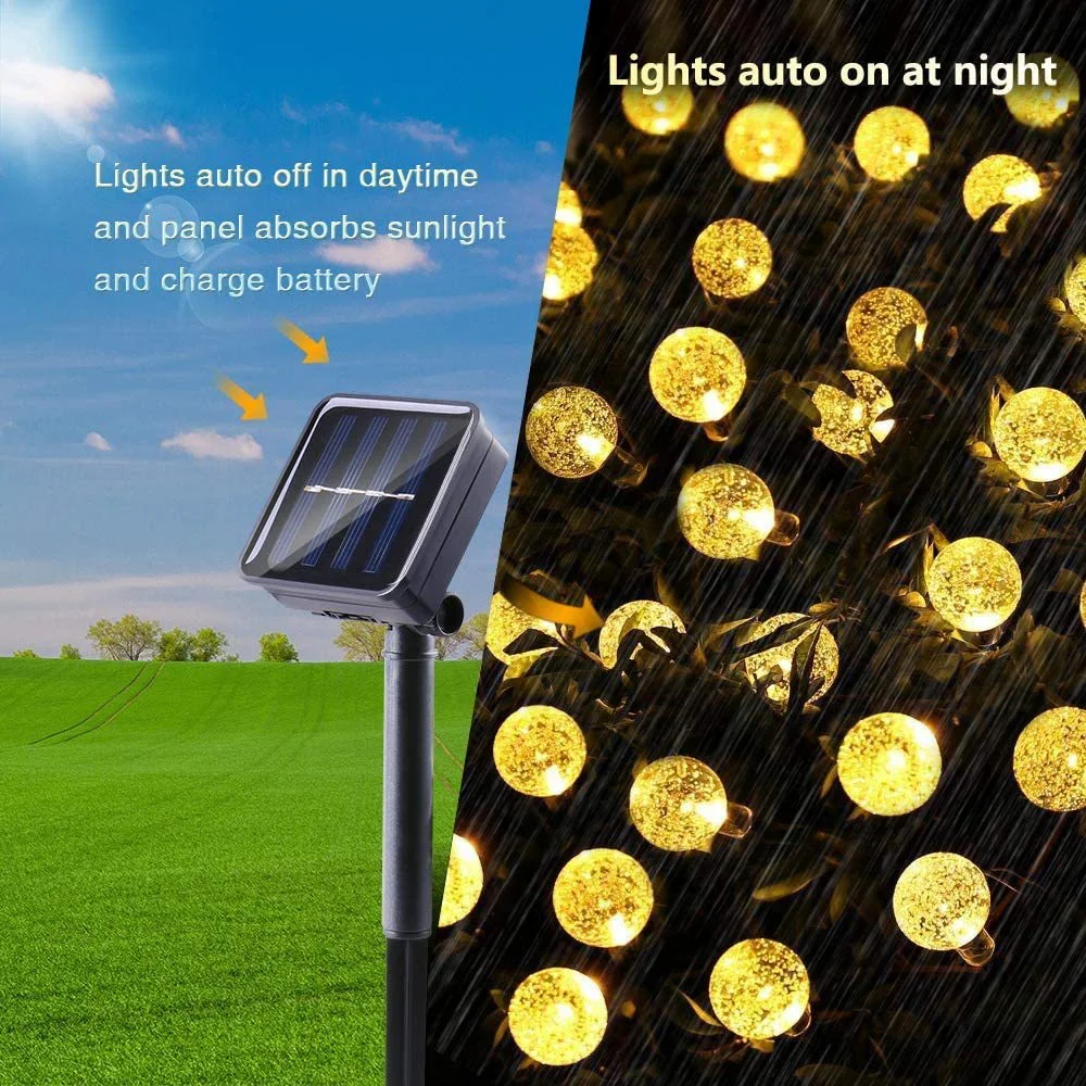 Solar Outdoor Camping Water Drop Decorative Light Crystal Ball LED String Lights