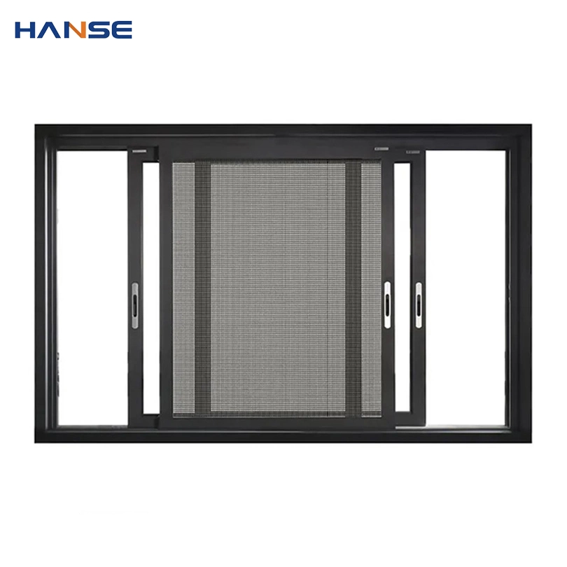 Custom Metal Window with Burglar Proof Designs Insect Prevention Screen Aluminium 3 Tracks Sliding Window