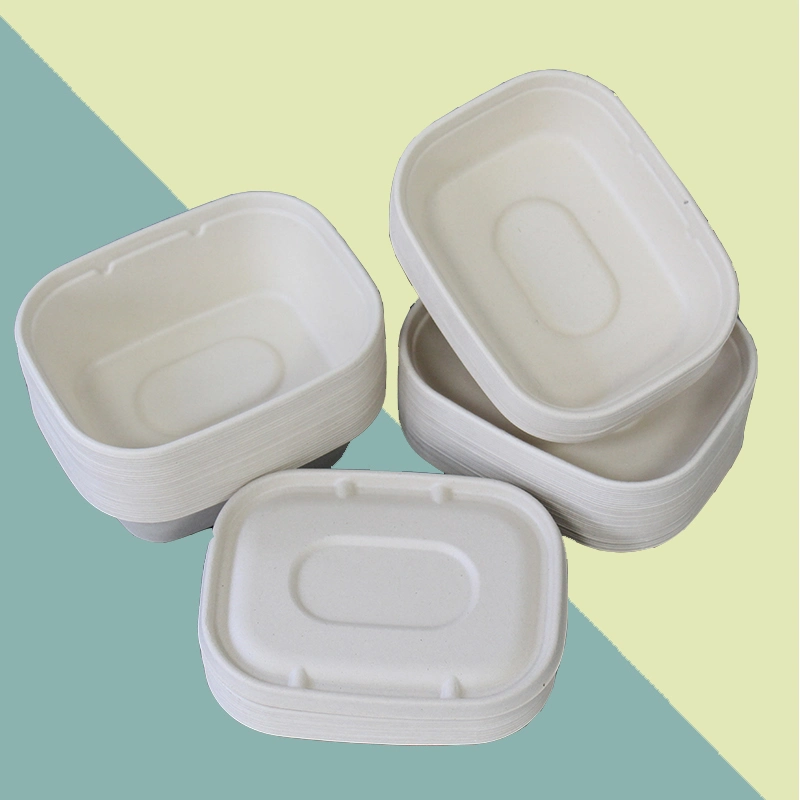 850/1100/1300ml Eco-Friendly 100% Biodegradable Disposable Sugarcane Bagasse Pulp Tableware Hamburger Paper Lunch Bento U Box with Lid