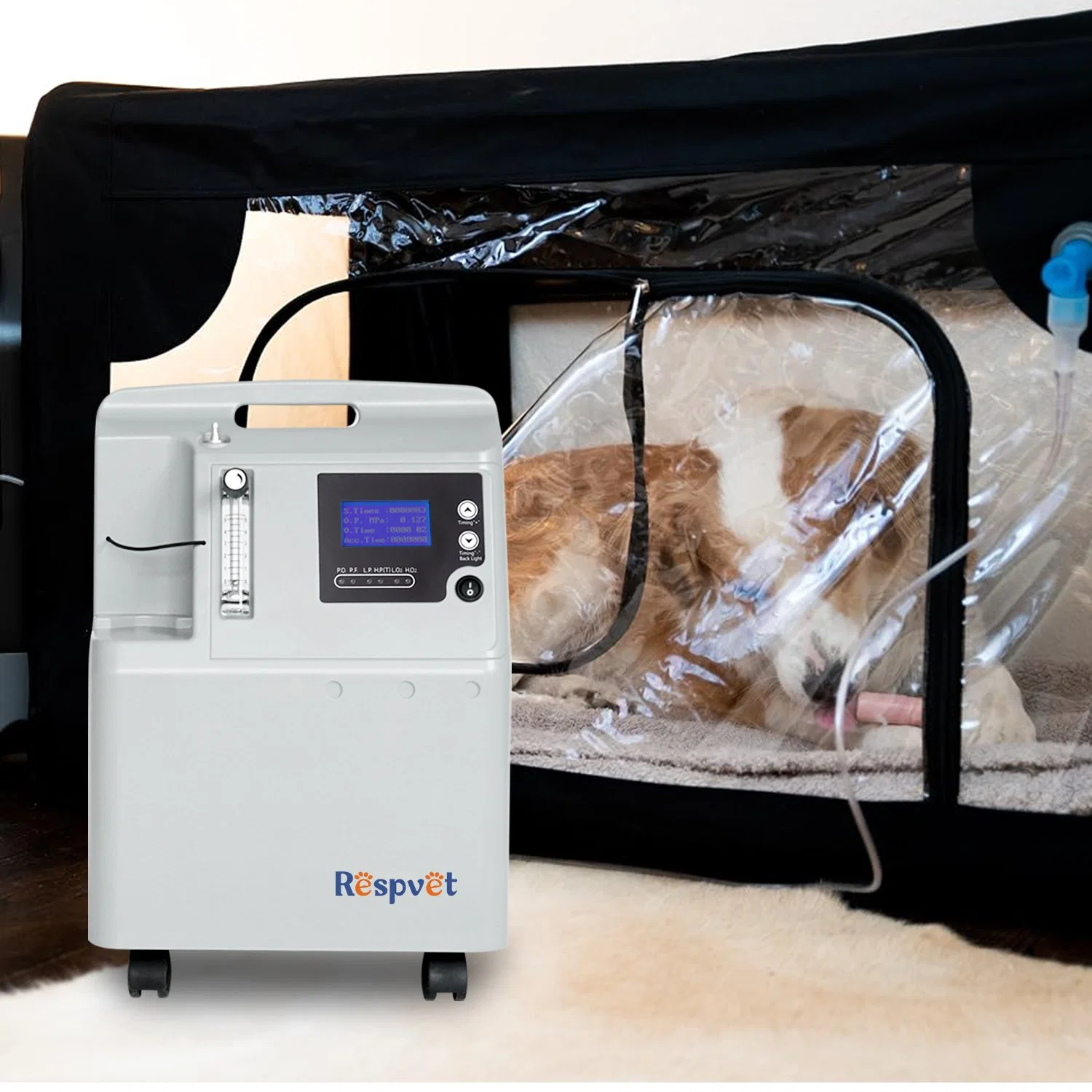 Animal equipment oxygen solutions for veterinary surgical therapy