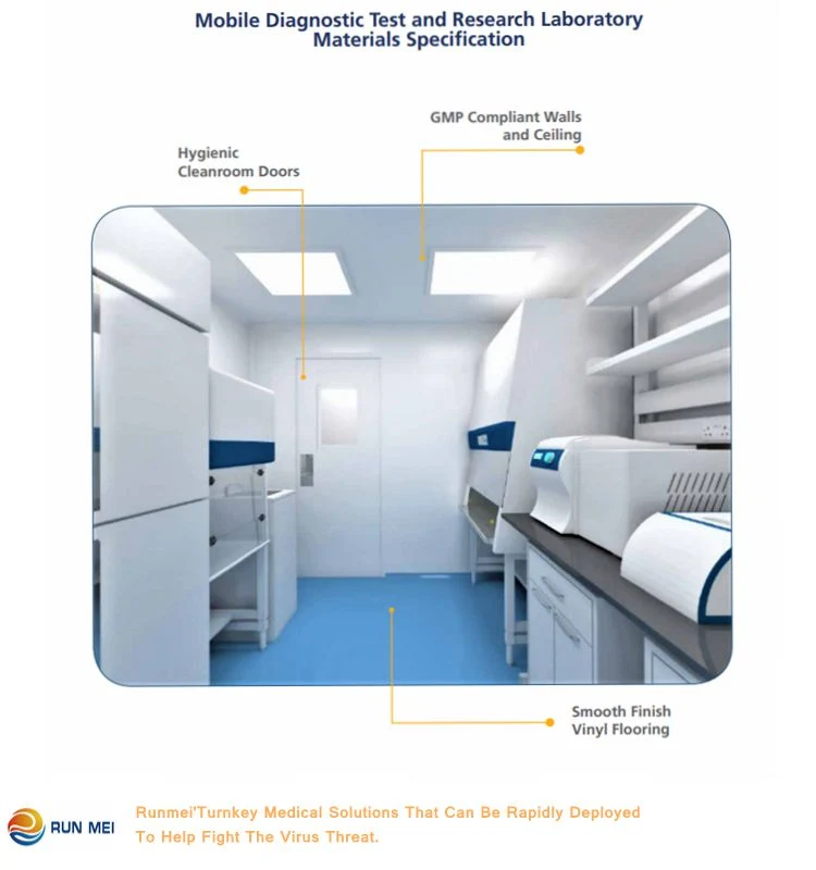 High quality/High cost performance Mobile Rna Detection Lab PCR Mobile Laboratory Van with Safety Cabinet for Sale