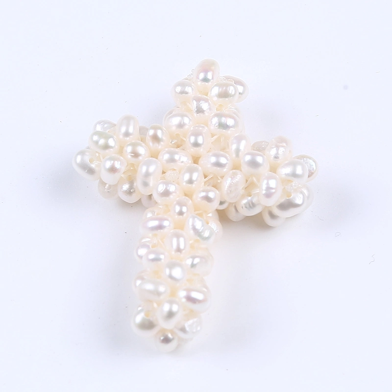 Handmade Freshwater Pearl Cross Shape Pendant