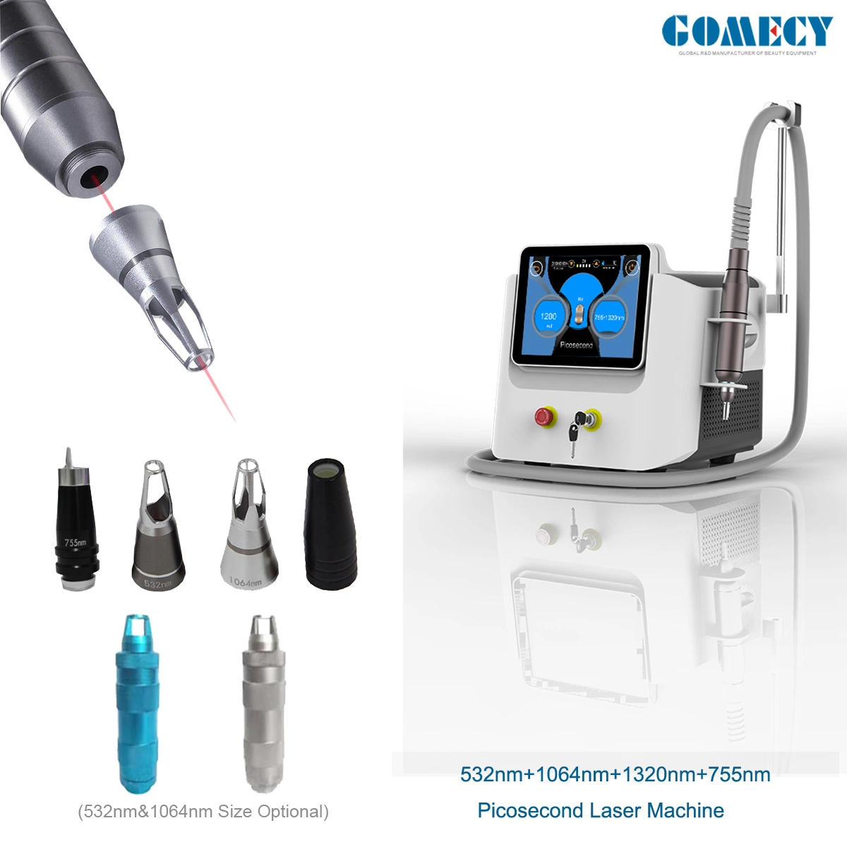 532nm/755nm/1064nm/1320nm Pico Second Freckle Removal Skin Rejuvenation Tattoo Removal Machine for Salon