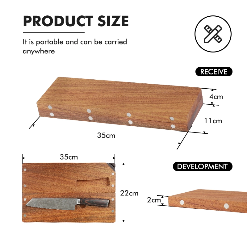 La cocina de madera plegable multiusos Camping Tabla de cortar con cuchillo