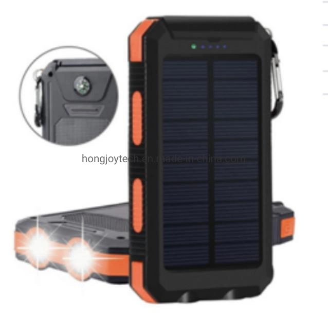 Venda a quente de fábrica no exterior do banco de Energia Solar Portátil com carregador de telemóvel com luz de LED, bateria de emergência externo 10000mAh 16000mAh painel solar dobrável sem fio