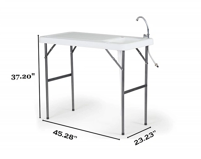 Portable Cleaning Cutting Sink White Plastic Folding Fish Table