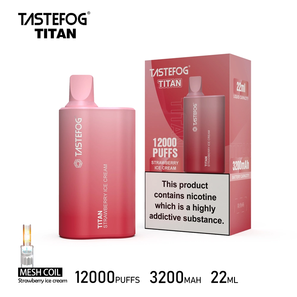 Original Tastefog VAPE Titan 12000 Puffs 3200 mAh Caja desechable VAPE no hay necesidad de cargar.