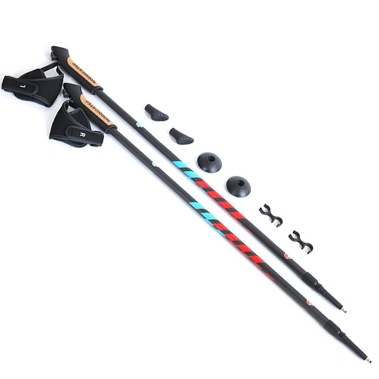 2-Section 3K Carbon Fiber Telescopic Hiking Sticks Nordic Walking Pole with Cork Handle