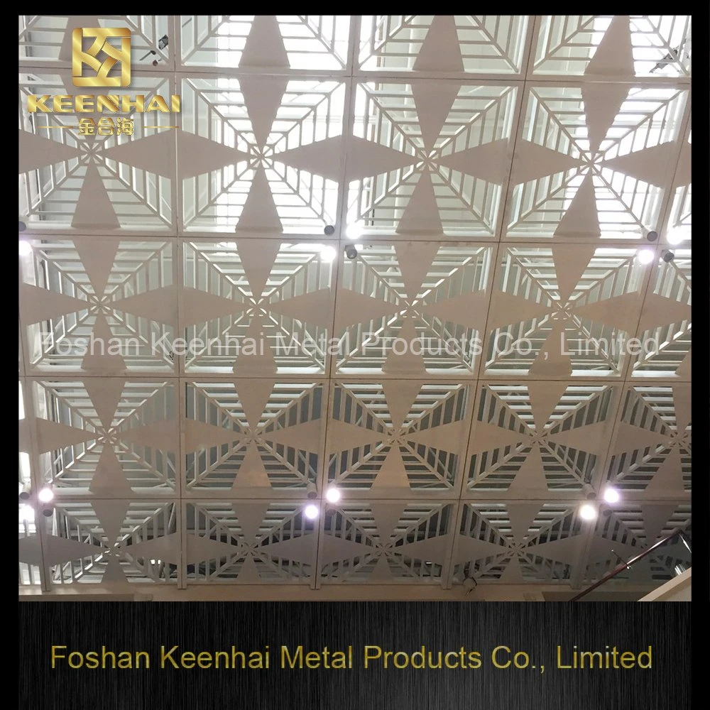 Hollow out Flower Pattern Decorative Square Suspended Aluminium Ceiling Metal Decorative Suspended Ceiling (KH-MC-06)