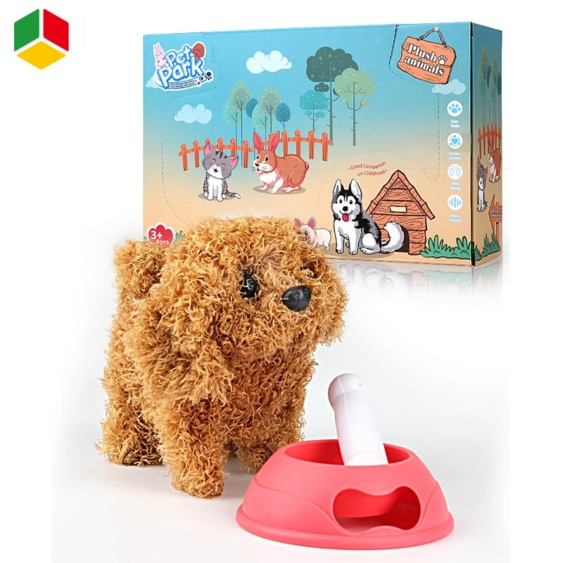 QS OEM Lovely Design Kids Gift Realistic Electric Pet Park Toy Simulation Stuffed Dog Walking Early Learning Children Educational Plush Animal Toys