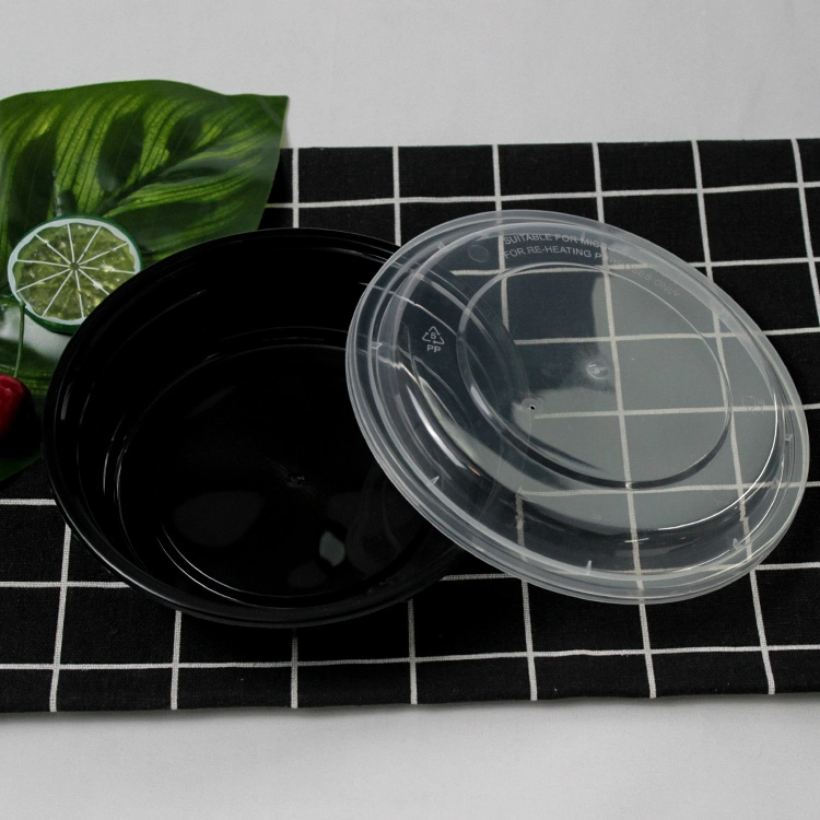 Customzied Color Disposable Plastic Takeaway Food Container PP 32oz Round Bowl with Lid