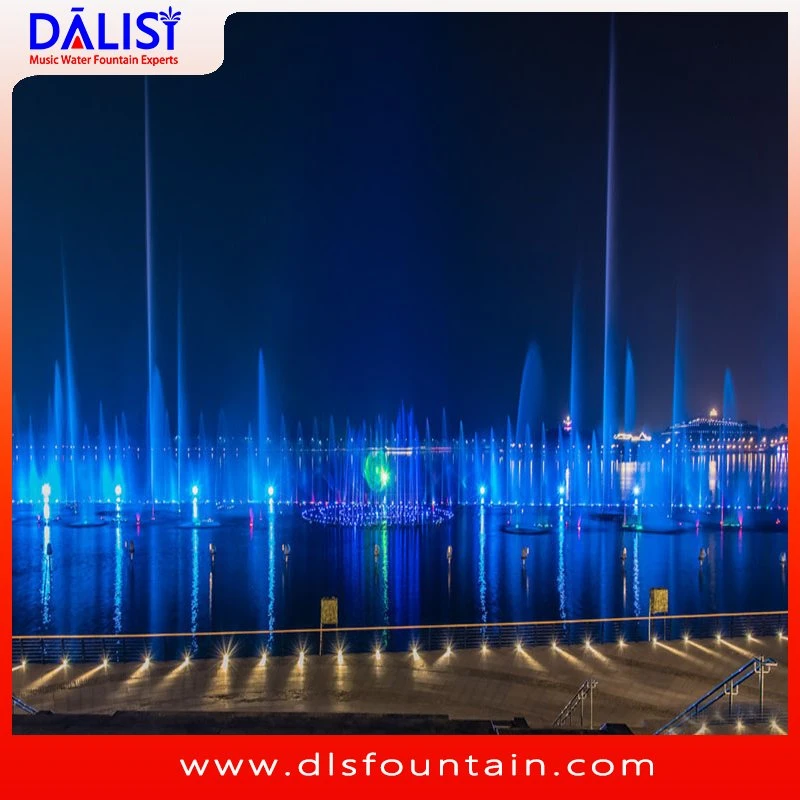 Music Square Fountain Ss Nozzles Laminar Jet Outdoor Musical Dancing Fountain with Laser Light Show, DMX521, RGB PLC System