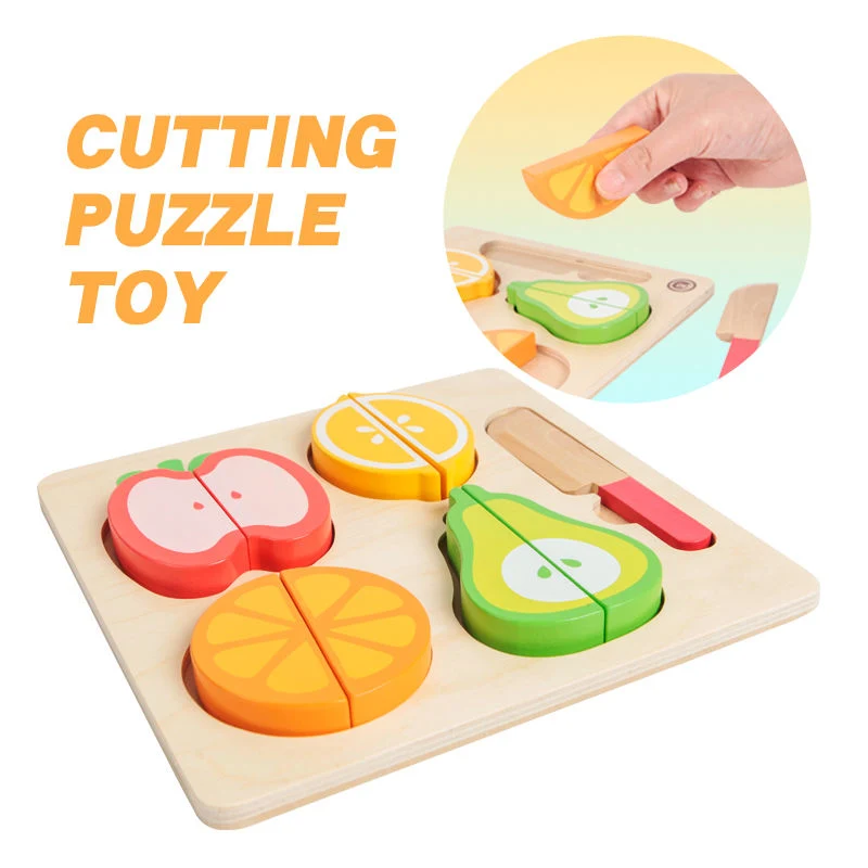 Pretend Cutting Game Cut Fruit Vegetable 3D Puzzle Blocks Kids Toy