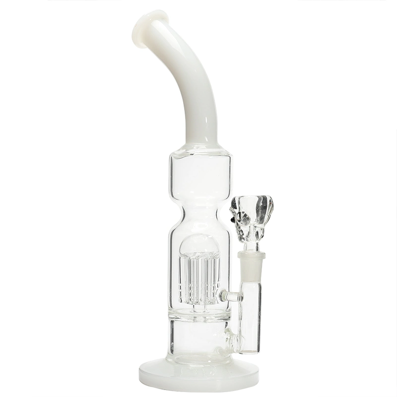 Jiju Glass Smoking Water Double Recycler Slitted Donut Perc Pipe DAB Rig Oil Water Pipe