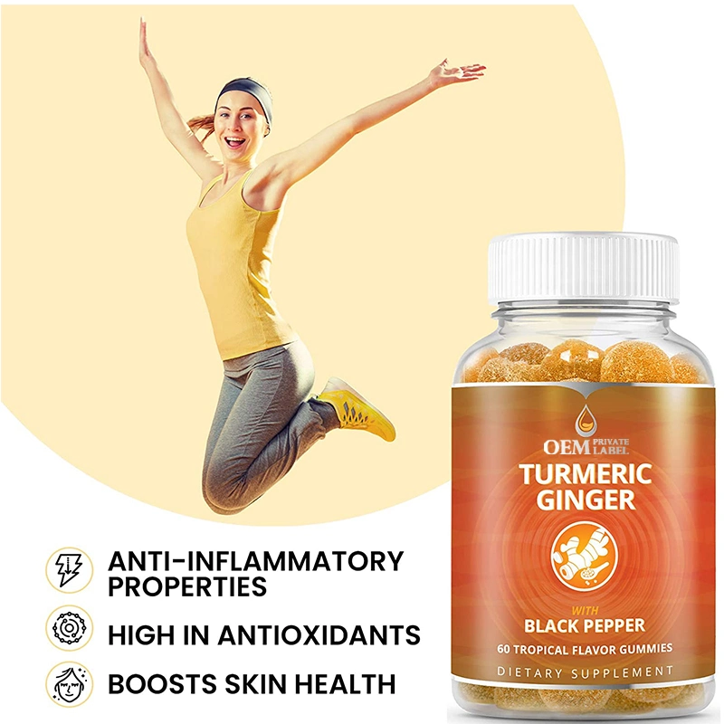 Suministro de Alimentos para la Salud Turmeric y Ginger Gummies Private Label Healthcare