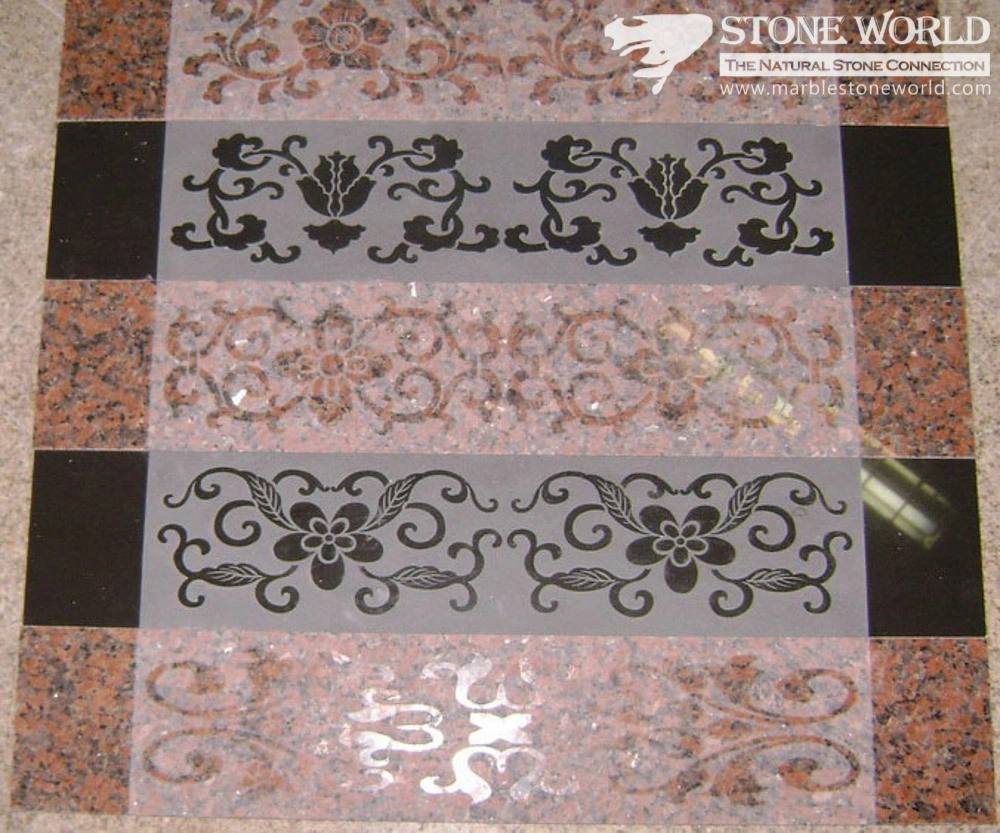 Red Balmoral & Black Absolute Sandblasted Borders for Decoration (CV033)