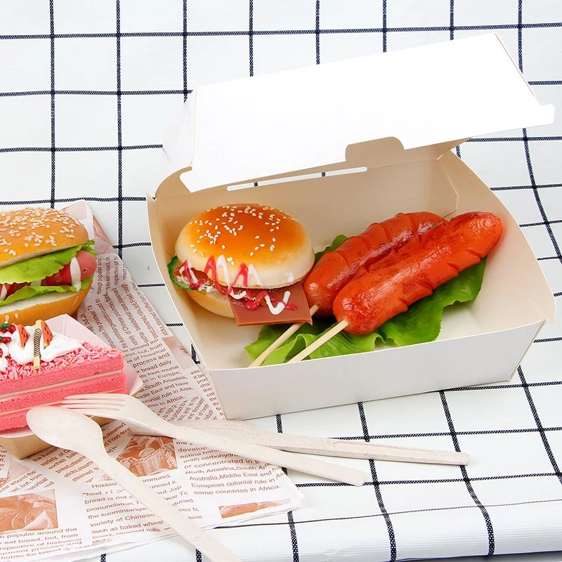 Compostable Food Hamburger and Clamshell Packing Cardboard Paper Box with Logo Printing
