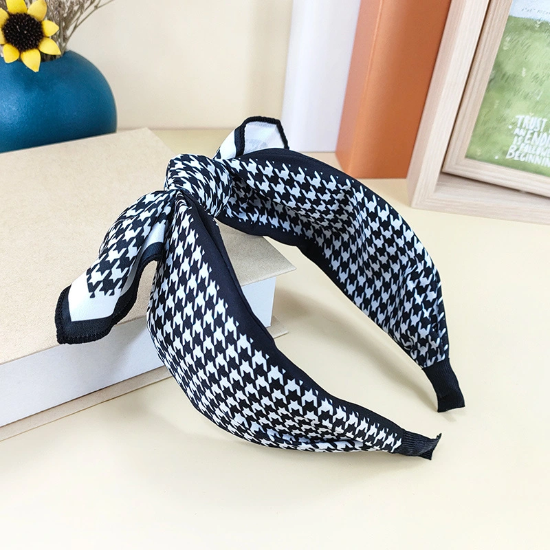 Tuch Fashion Haarreif Breite Kante Hahnentrittkopf Bowknot Stirnband Geknotet Haarzubehör