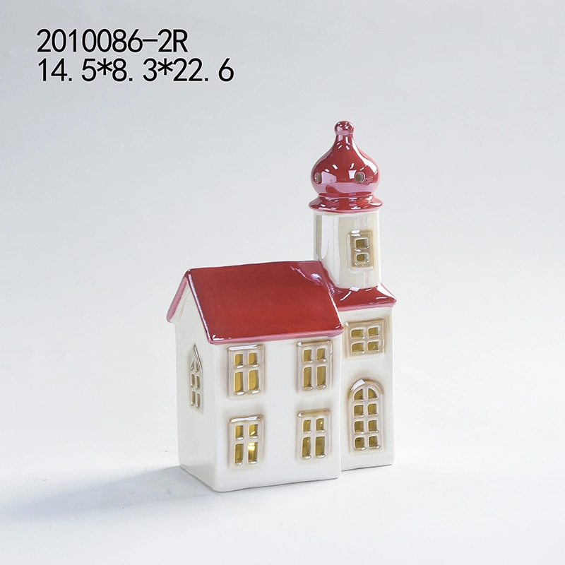 Custom Ceramic Resin Christmas Village Houses White House Lighted Ceramic