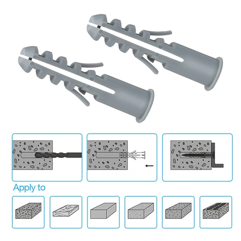 Caída de huecos en la pared de plástico de expandir el tapón tapón roscado de anclaje de tamaño completo