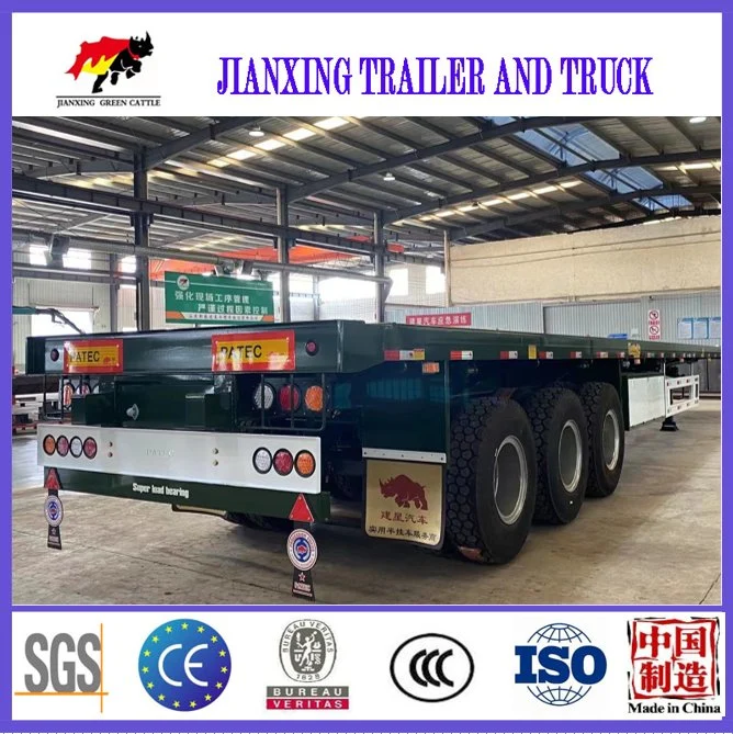 Factory Direct Sale 3axles 40FT 45FT 48FT Flatbed Container Semi Trailer 40ton 60ton Flat Bed Semi Trailer for Sale