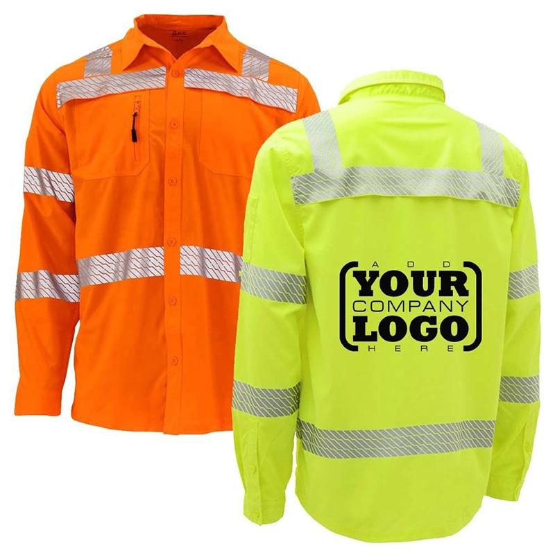 Men Safety Reflective Shirts Windbreaker Cooling Sun Shirt with Pockets Quick Dry Prevent Bask in Shirt