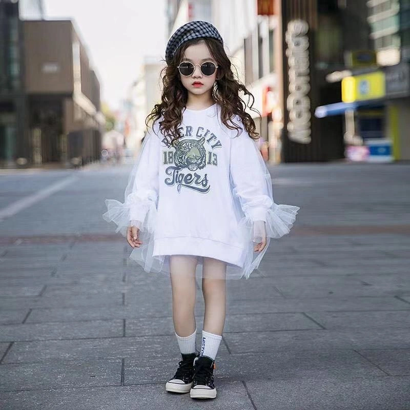 Autumn Children Girl Clothing Set Lace Sleeve Pullover Sweater + Cartoon Fashion Toddler Girl Winter Clothes