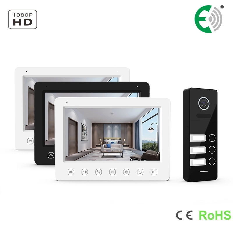 La seguridad del hogar 7 pulgadas de Video Portero Smart HD Intercome Timbre Timbre 3 Familia inteligente