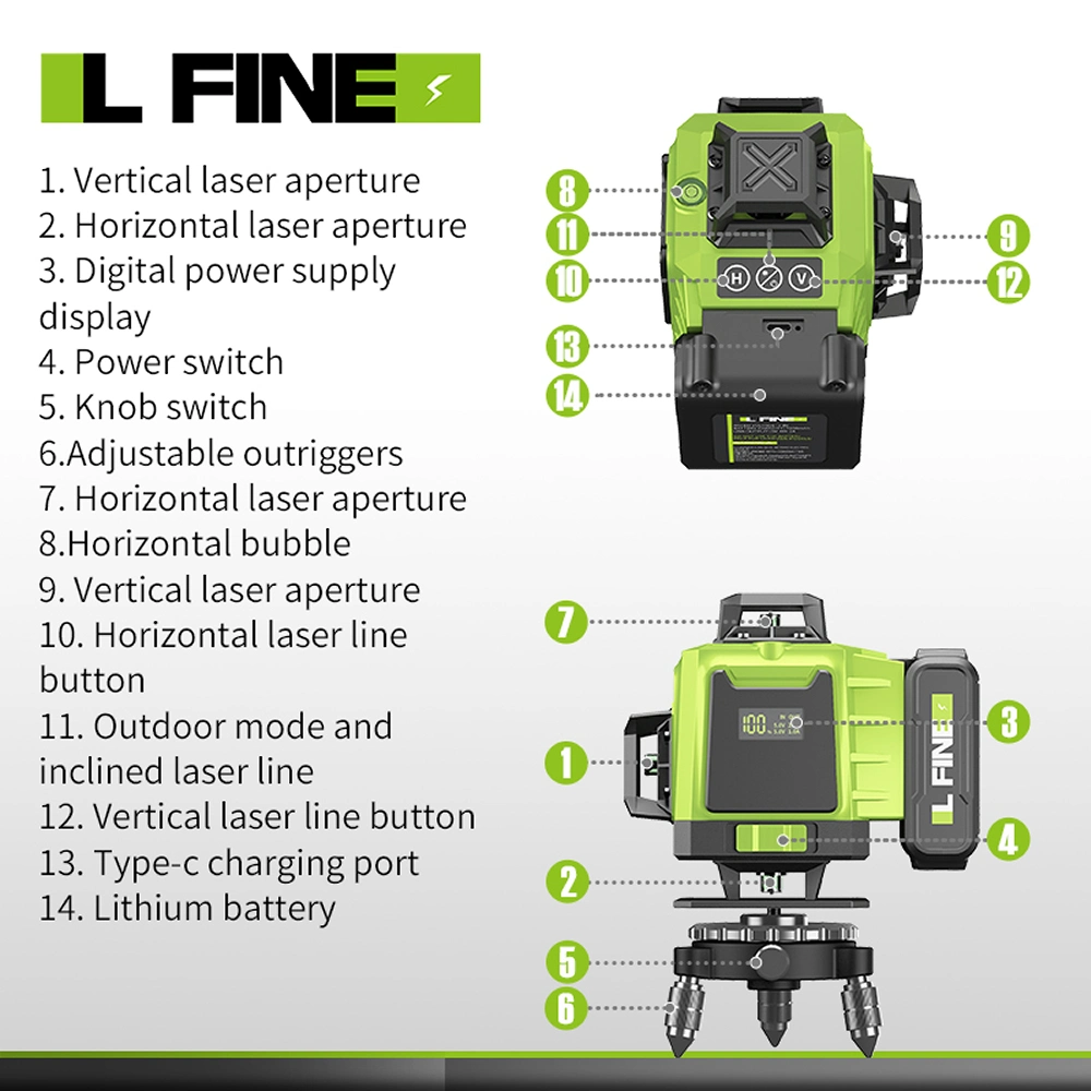 Laser Level 360 Self Leveling - Accurate 16 Lines Laser Level Tool