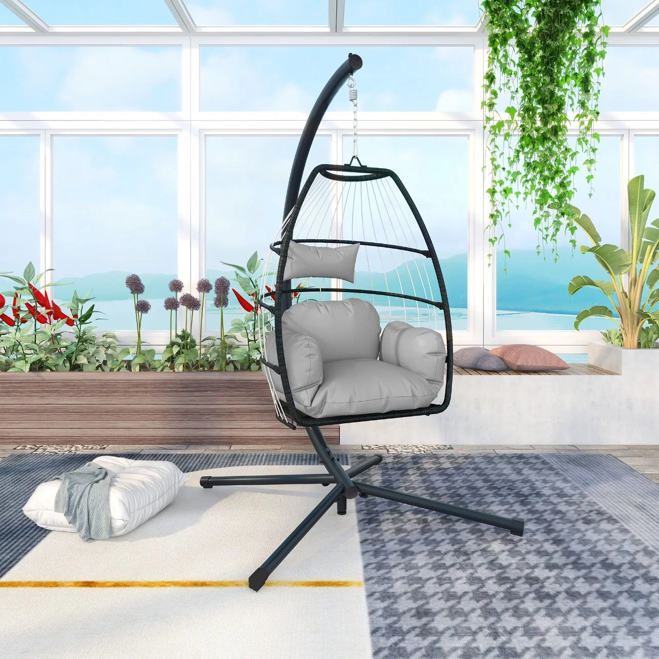 Outdoor Iron Hanging Leisure Basket Swing Chair