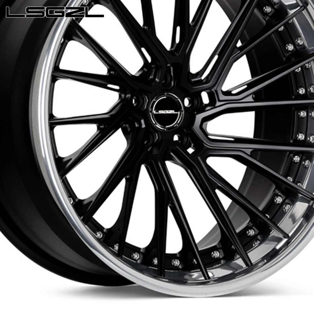 Custom 2 Piece Forged Wheel Chrome Lip Black Spokes for Benz BMW