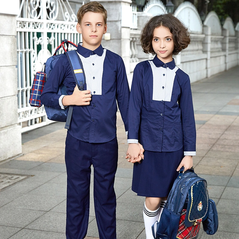 L'école usine uniforme bleu marine à bon marché de gros de l'école Shirts