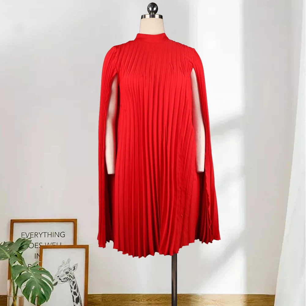 Top New Ladies Design Dress Women&prime; S Elegant Cape Cloak Sleeve Round Neck Party Top Blouse Dress Wear Manufacturer