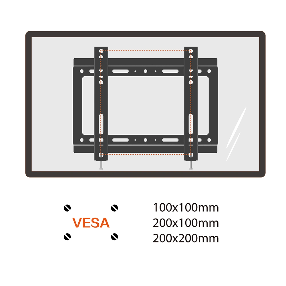 حامل تلفزيون ثابت LCD مقاس 42 بوصة عام للتثبيت على حامل كحد أقصى حامل للتثبيت على الحائط متوافق مع معايير VESA 200*200 مم