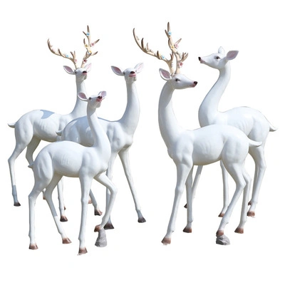 Resin Crafts Life Size Resin Fiberglass Christmas Reindeer Statue Outdoor Decoration for Sale