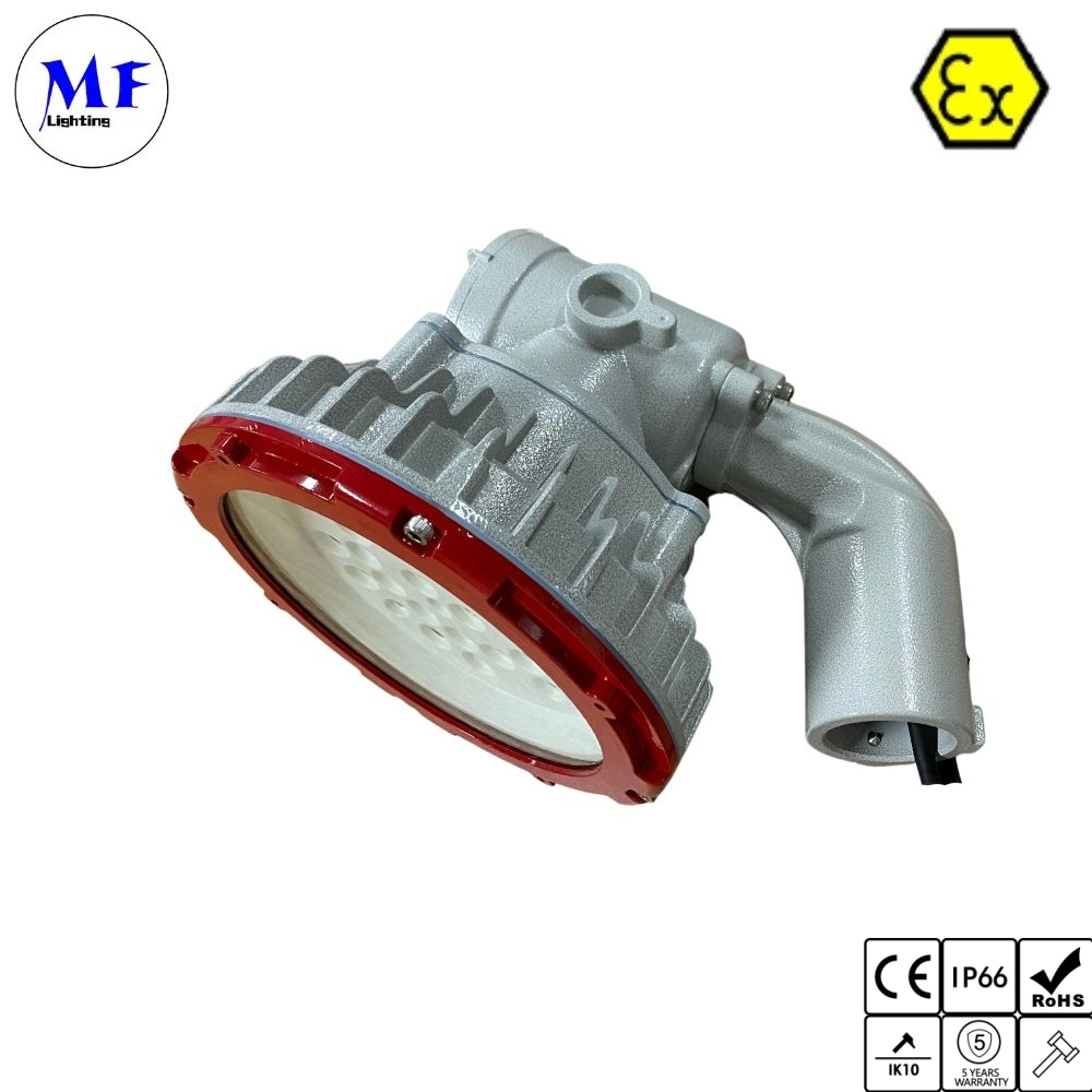 Ex Atex IP66 Robust Waterproof 20W 40W 60W 80W 100W Durable LED Explosive Explosion Proof Light for Refineries, Chemical Plants and Hazardous Environment